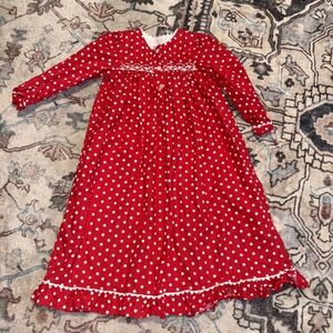 Anavini Red White Polka Dot Smocked Dress 4 Long Sleeve Maxi Dress Cotton